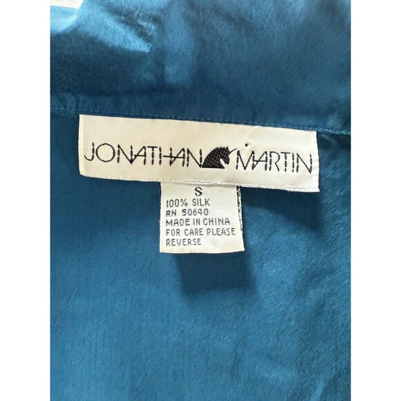 Jonathan Martin 100% Silk Women’s Shirt Small Blue Long Sleeve Blouse - Picture 2 of 8